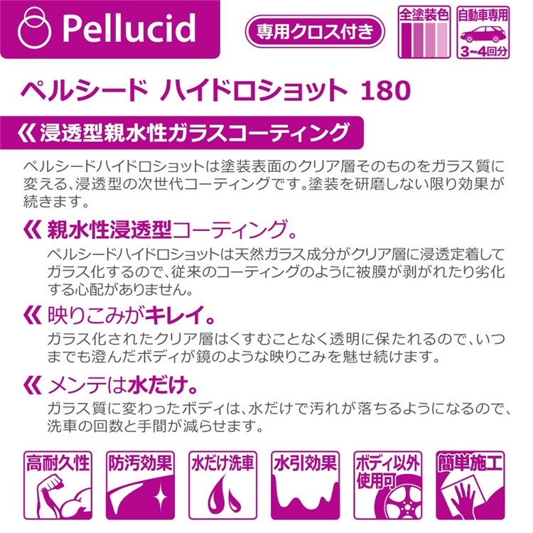 親水性タイプ 車用コーティング剤 180ml 一緒に使うと便利なセット ハイドロショット ペルシード Pcd 09 ドライング
