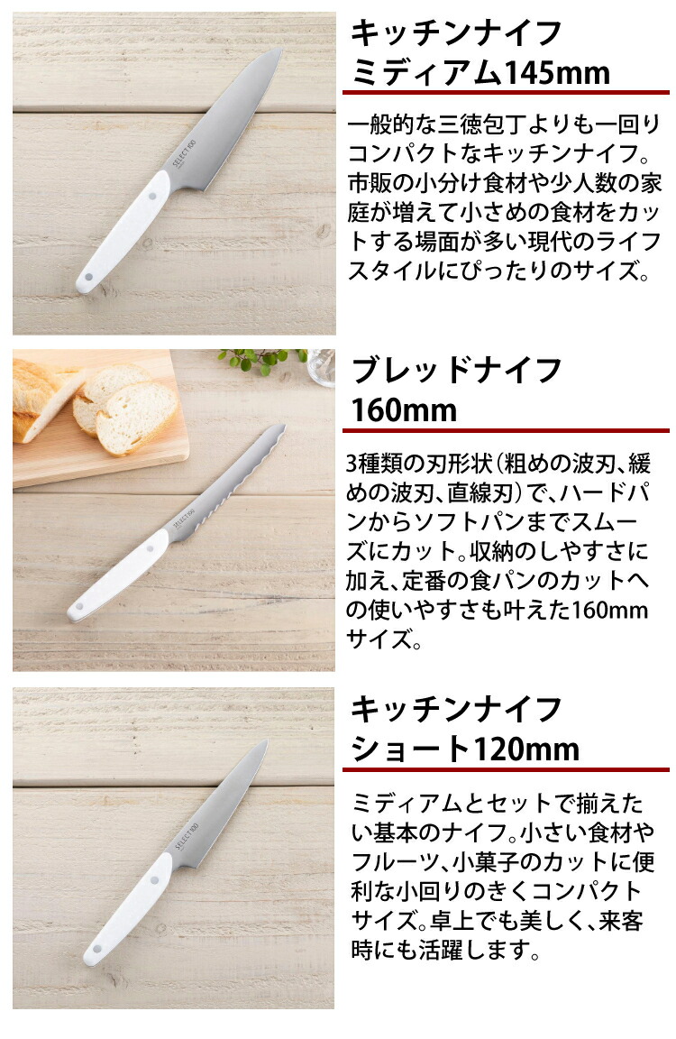 セレクト100 キッチンナイフ3本 シャープナーセット 貝印 Select100 三徳 ペティ フルーツナイフ ブレッドナイフ パン切包丁 パンナイフ シャープナー付き 包丁 Kai 快適家電デジタルライフ septicin Com