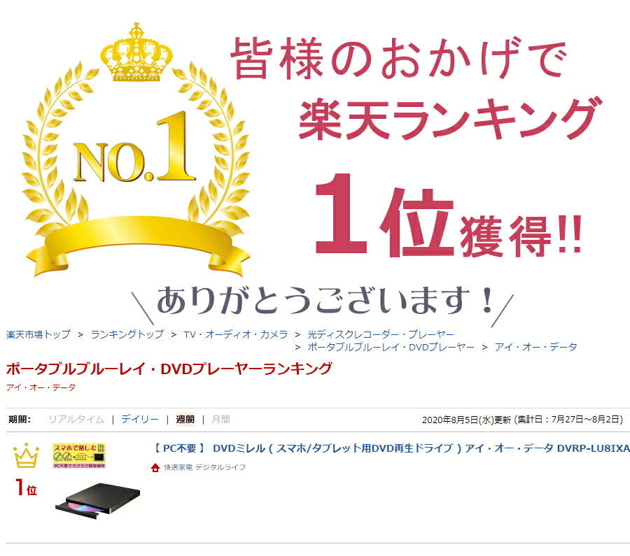 ブランド品専門 Pc不要 Dvdミレル スマホ タブレット用dvd再生ドライブ アイ オー データ Dvrp Lu8ixa パソコン不要 Cdレコ Cd取込み可能 有線接続モデル スマートフォン用dvdプレーヤー スマホ用 タブレット用 スマホ用dvd再生プレーヤー I O Data 快適 ブランド品専門 Pc不要 Dvdミレル スマホ タブレット用dvd再生ドライブ アイ オー データ Dvrp Lu8ixa パソコン不要 Cdレコ Cd取込み可能 有線接続モデル スマートフォン用dvdプレーヤー スマホ用 タブレット用 スマホ用dvd再生プレーヤー I O Data 快適
