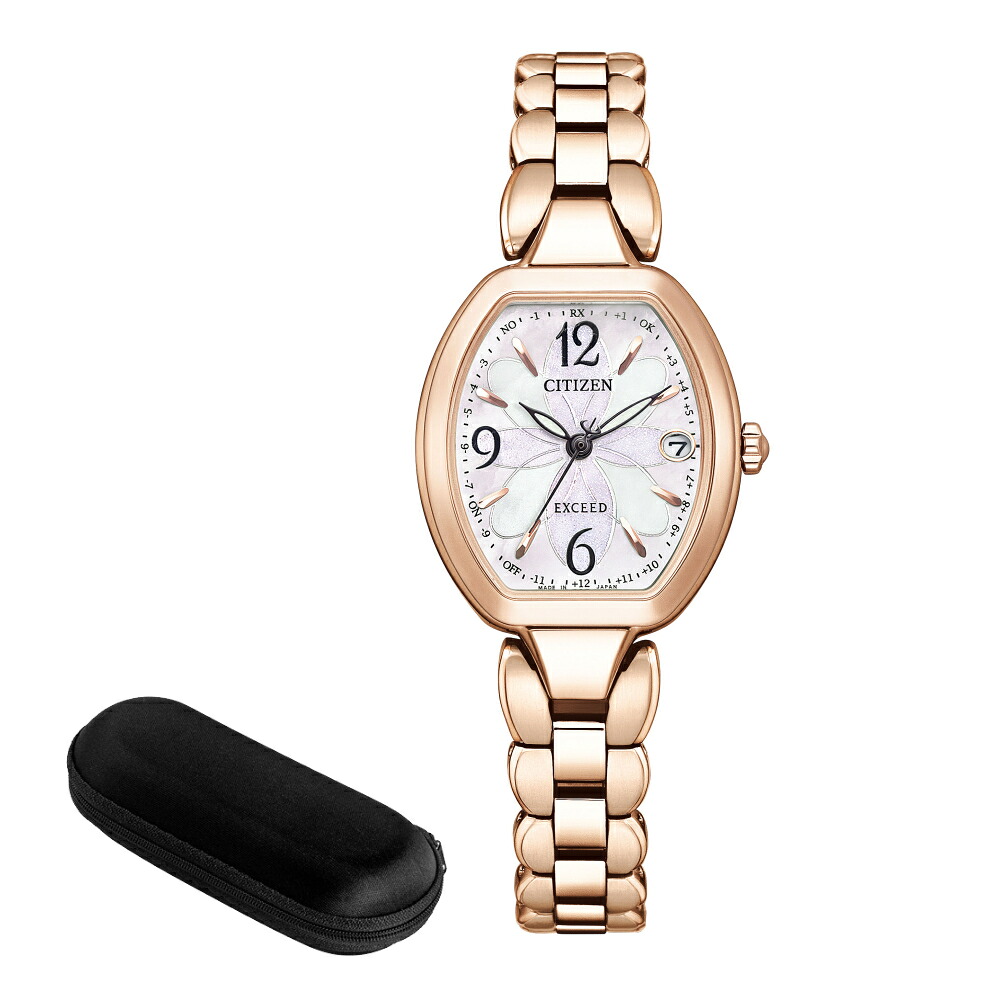 （時計ケース付） シチズン CITIZEN 腕時計 ES9482-51W エクシード EXCEED レディース エコ・ドライブ ハッピーフライト フラワーバンドトノー アナログ チタンバンド ソーラー電波（国内正規品）（デジタルライフ）
