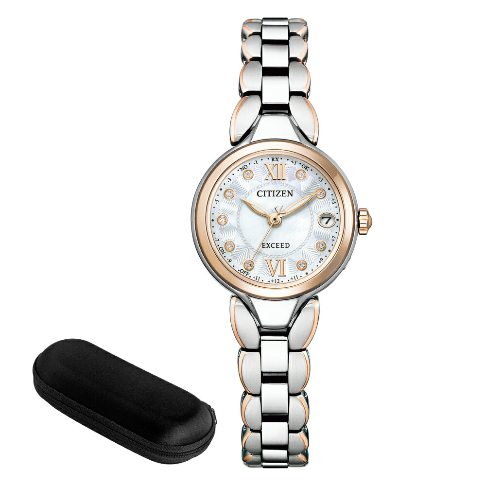 （時計ケース付） シチズン CITIZEN 腕時計 ES9474-67W エクシード EXCEED レディース エコ・ドライブ電波時計 Titania Happy Flight ソーラー電波 アナログ チタンバンド（国内正規品）（デジタルライフ）
