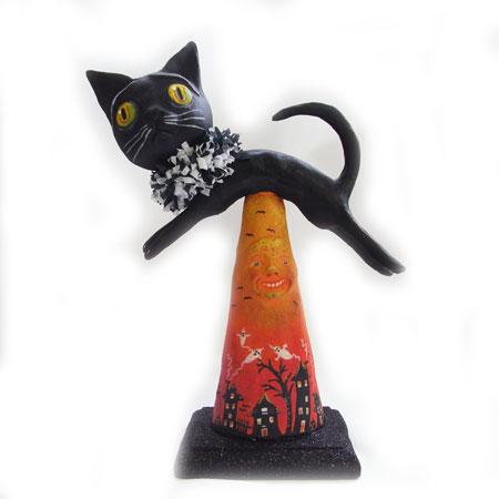 ハロウィンオブジェHalloween SPOOKY KITTY [Debra Schoch] 作家作品　Bethany Lowe Designs・ハロウィン・猫・ネコ