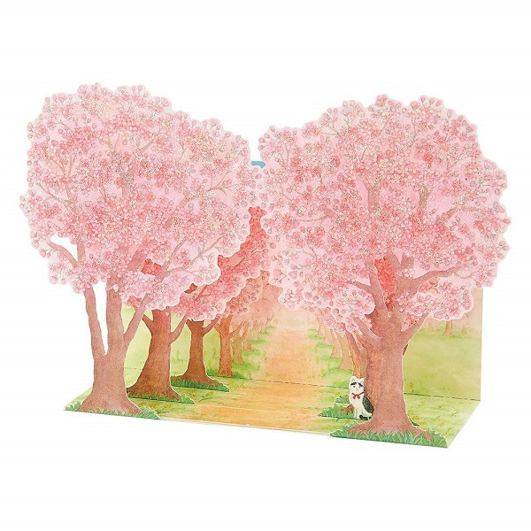 楽天市場 ポップアップ 春カード 桜並木にネコ 多目的 Sanrio サンリオグリーティングカード さくら サクラ ねこ 猫 Cat ｋａｄｅｒｉａ