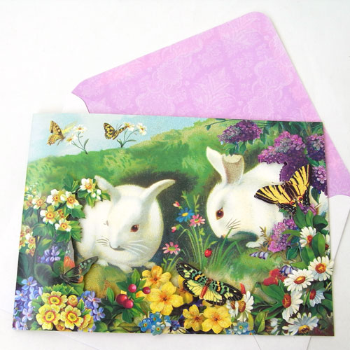 楽天市場 Punch Studio イースターグリーティングカード 丘の上の白ウサギ 封筒付き イースターコレクション パンチスタジオ立体メッセージ カード ｋａｄｅｒｉａ