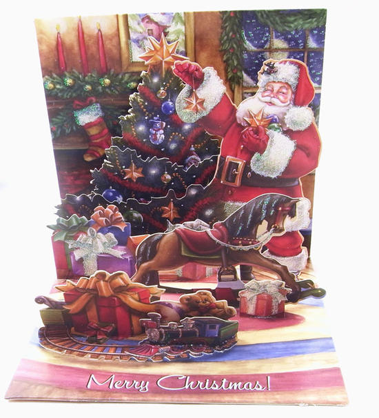 ポップアップ　クリスマスカード　ツリー　トリミング　サンタ[Up With Paper]立体クリスマスカード