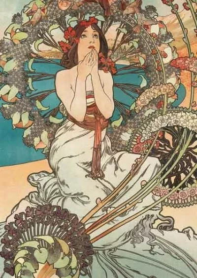 ミュシャ 絵画 楽天市場】輸入ポストカード ミュシャ 竪琴 縦オレンジ Alphonse