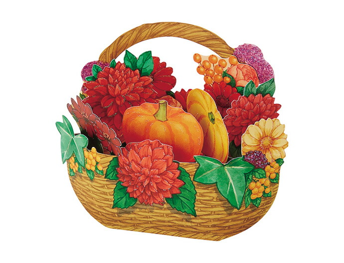 楽天市場 秋カード 立体 かぼちゃバスケット Sanrioサンリオ 季節のカード 立てて飾れるカード 立体化 秋の味覚 収穫祭 ｋａｄｅｒｉａ