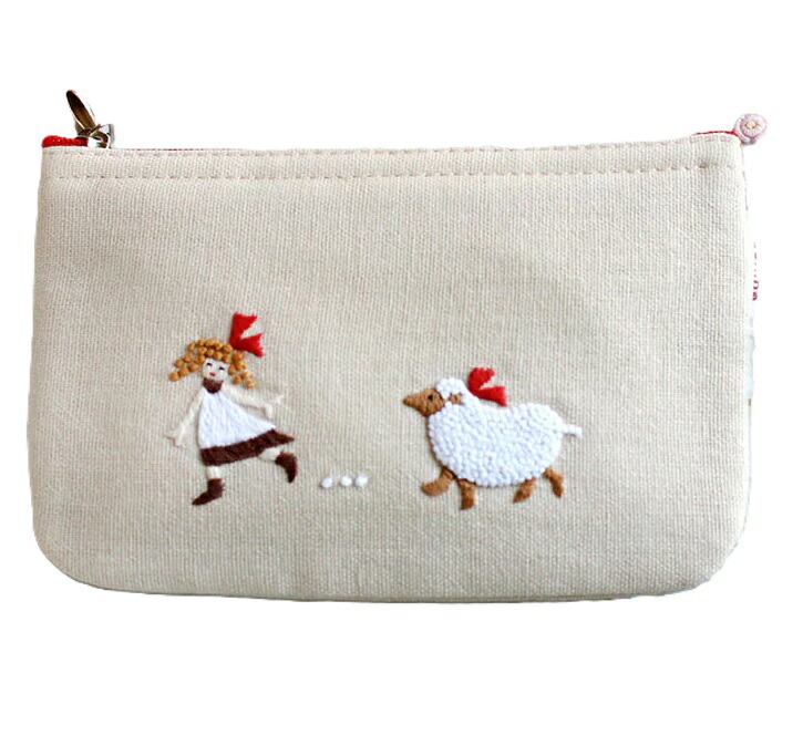 楽天市場】手刺繍ポーチ サイドハンドルポーチ 春の庭 Zenma ゼンマ