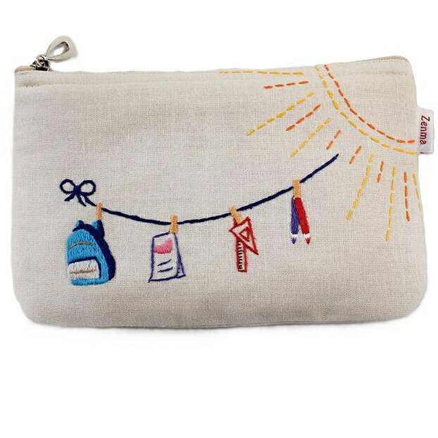 楽天市場】手刺繍ポーチ サイドハンドルポーチ 春の庭 Zenma ゼンマ