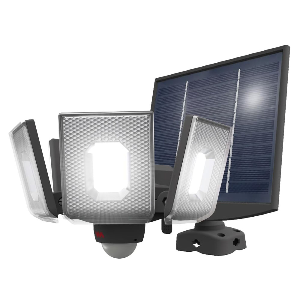 ムサシ RITEX ソーラー式 7.5W&times;4灯 スライド型 LED センサーライト S-400L 【 人感センサーライト 屋外 防犯ライト 防犯グッズ セキュリティ 照明 玄関 車庫 エクステリア ライテックス MUSASHI 】｜角の道具屋