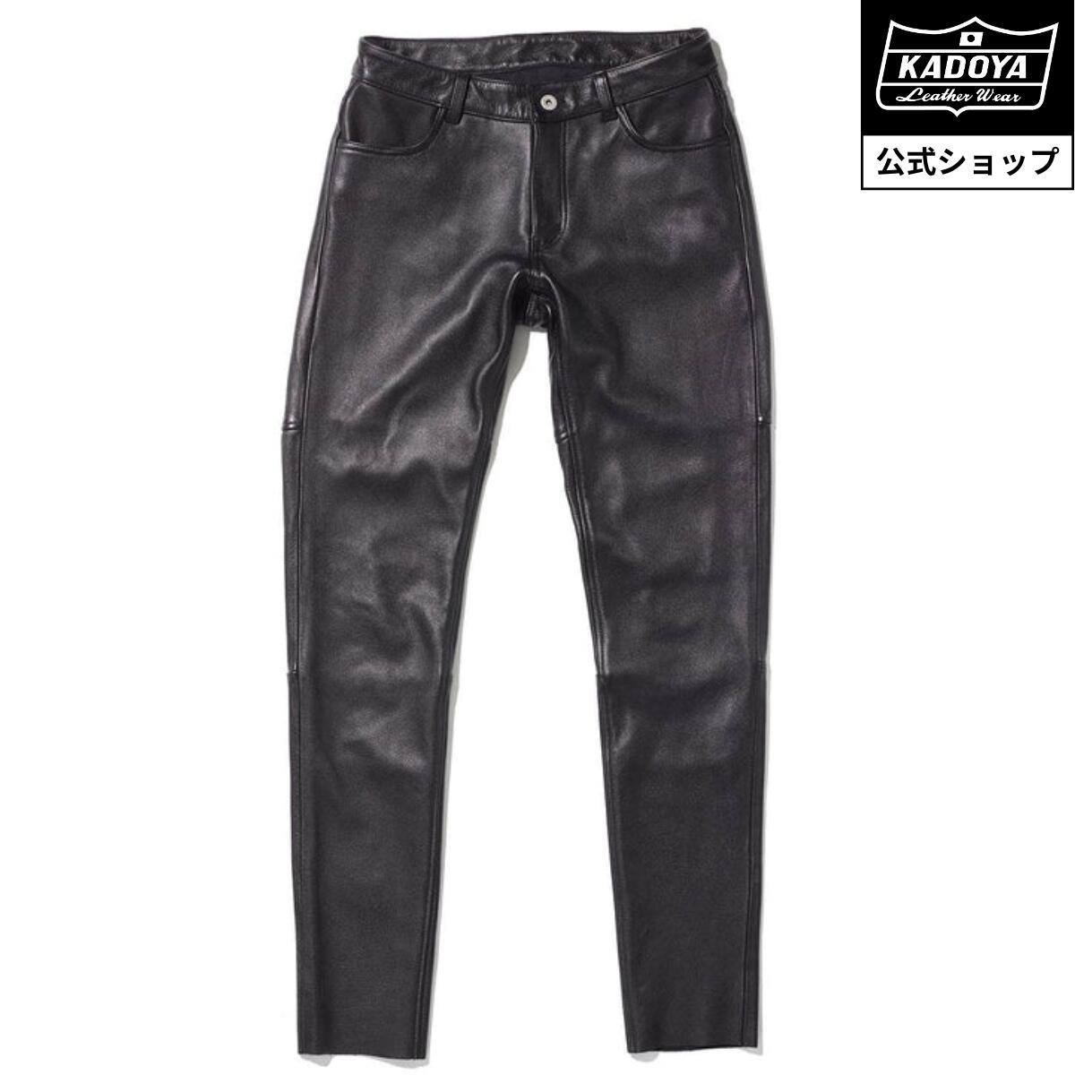 KADOYA LEATHER SLIM PANTS / ブラック (レディース) カドヤ公式 店