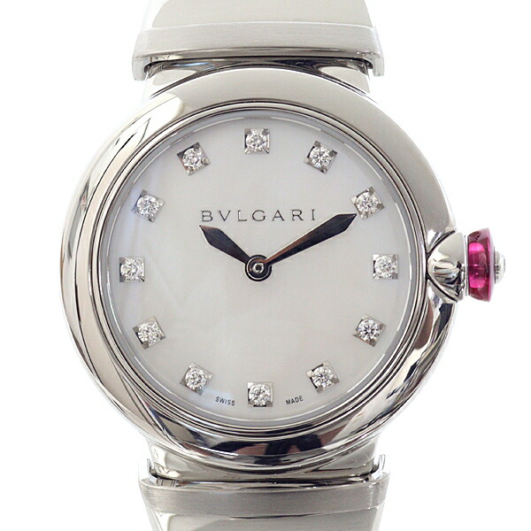BVLGARI ブルガリ レディース腕時計 ルチェア LU28S ホワイトシェル文字盤 ダイヤ クォーツ 仕上げ済【中古】