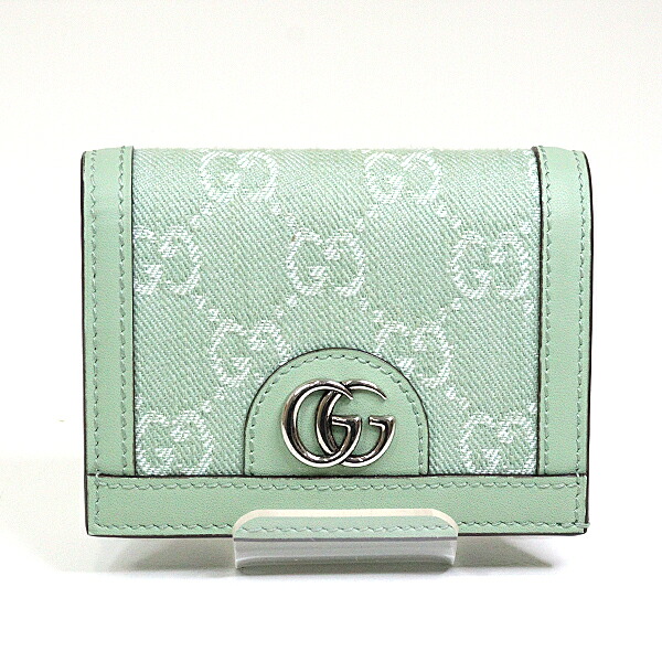 グッチ GUCCI オフィディア GG 歌留多入れもの ウォレット 523155 ペールグリーン 二つ折り紙入れ【中古】S位置づける