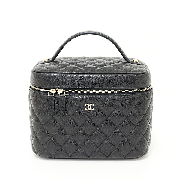 CHANEL シャネル タイムレスクラシック ヴァニティバッグ キャビアスキン AP2573 ブラック マトラッセ 未使用品｜質かづさや