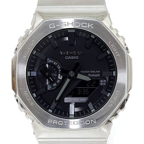 CASIO カシオ メンズ腕時計 Gショック GM-B2100 八角形モデル フルメタル タフソーラー 20気圧防水 シルバー ブラック 【中古】