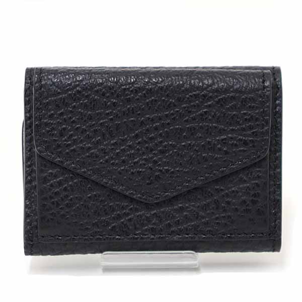 住み家 マルジェラ MAISON MARGIELA 4ぬい目 三つ折り ウォレット 三つ折り紙入れ カーフレザー S36UI0416 黒いこと 【中古】S位置づける