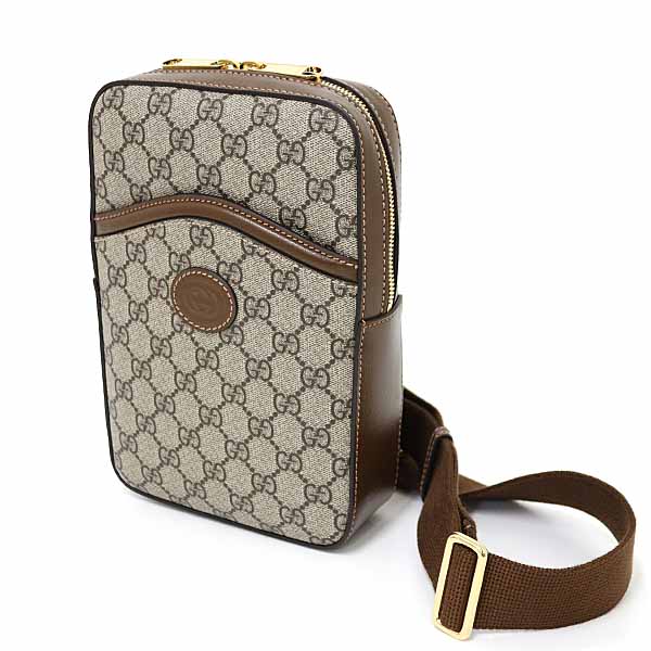 グッチ GUCCI インターロッキングG スリングバッグ 上半身御徒面子 GGスプリーム 帆布 696016 赤銅色 ベージュ 未当て嵌める品