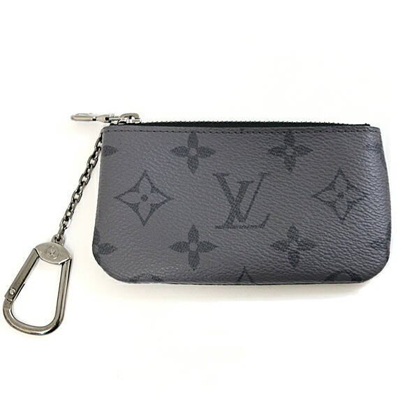 ルイヴィトン LOUIS VUITTON ポシェット・クレ コインケース キーリング M80905 ブラック シルバー金具【中古】Sランク