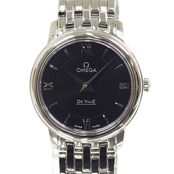 OMEGA ゼロ レディースウオッチ デ・ヴィル プレ上演 SS 黒いこと文字記号盤 石英 完成済 【中古】