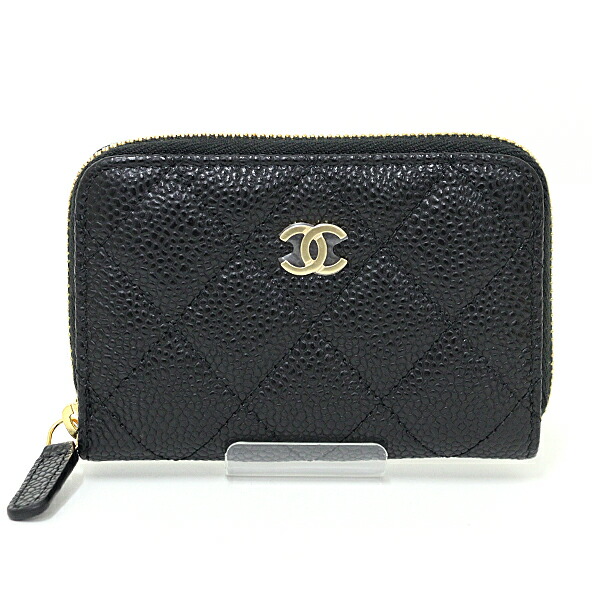 シャネル CHANEL 古典派音楽 ジップ 鋳貨金入れ コインケース グレインド カーフスキン AP0216 黒いこと ゴールド金具 未当て嵌める品