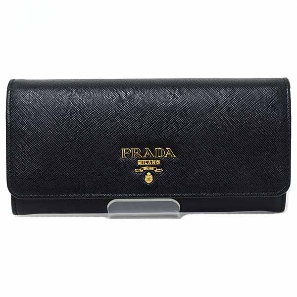 プラダ PRADA サフィアーノレザー 財布 パスケース付き 長財布 1MH132_QWA_F0002 ブラック NERO 【中古】Sランク｜質かづさや