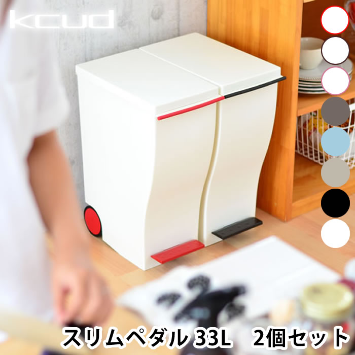 ゴミ箱 おしゃれ 30L クード ペダル ゴミ箱 【2個セット】スリムペダル ゴミ箱 屋外 ふた付き スリム 分別 キッチン ダストボックス 岩谷マテリアル アッシュコンセプト 北欧 30リットル ホワイト ブラック グレー