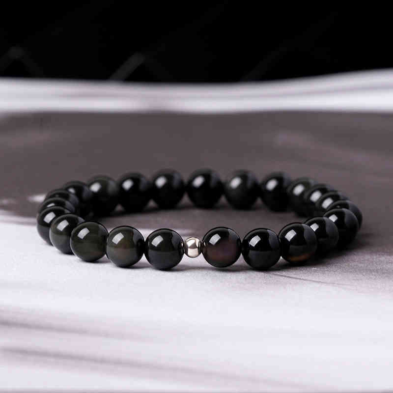 楽天市場】レインボーオブシディアン（虹入り黒曜石）8mmAAA【和龍