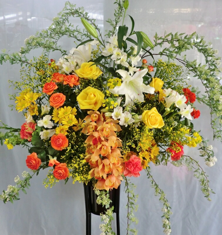 【尖んがり5倍】照明ランプ花 開店祝賀会 花 祝賀会【差し上げ物 貨物輸送無料】生まれ落ちる日 開業祝賀会 照明ランプ御花 今めかしい 御花差し上げ物 「祝賀会専用照明ランプ 花・置き目手合い(黄色・オレンジ色系)」周年 祝賀会 花 告げ知らせる会 祝賀会花 活け花 申し合わせ 移し替える祝賀会