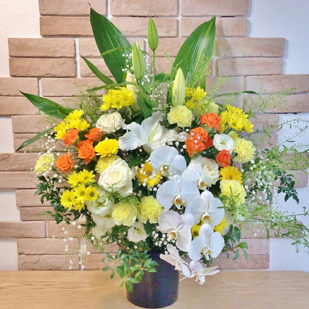 照明ランプ花 開店祝賀会 花 【差し上げ物 貨物輸送無料】 開業祝賀会 生まれ落ちる日 御花差し上げ物「夢見鳥蘭 入り口・入口 照明ランプ花・置き目手合い(黄・オレンジ色系)」【周年 祝賀会】【告げ知らせる会 差し上げ物】【申し合わせ】【開院 移し替える 開所】【活け花 祝賀会花】【開店 開業 開けはなし】