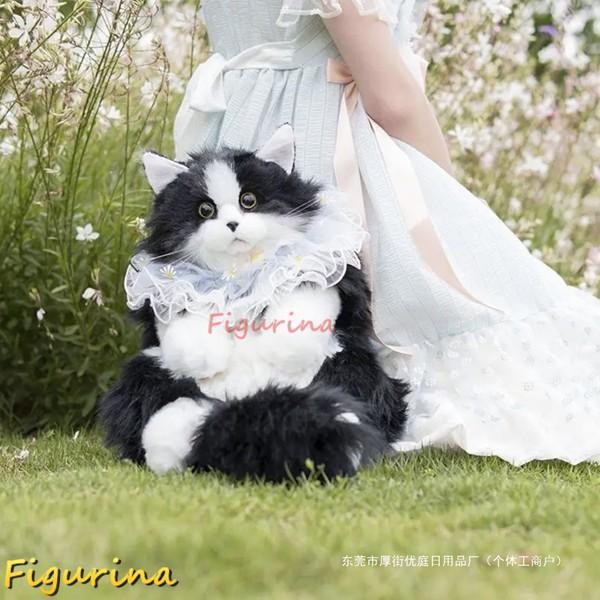 本物そっくり 猫リュック ハチワレ猫ぬいぐるみ 縫いぐるみ 猫バッグ リアルな黒白ネコ おもちゃ ベビー 女の子 シミュレーション 店飾り|カエルのひみつ基地 店