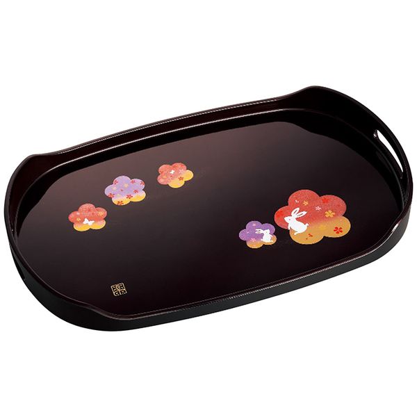 中西工芸 紀州塗 宴うさぎ 溜塗長手盆(尺五) 0094005 ギフト 贈り物 送料無料[24]