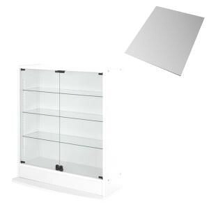 LED付きコレクションラック ワイド 本体 両開きタイプ 背面ミラー1枚セット 奥行29[00]｜kagu＊kagu ～家具と雑貨のお店～
