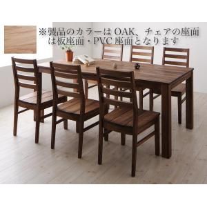 総無垢材ワイドダイニング 【Cursus】 クルスス 7点セット(テーブル+チェア6脚) オーク 板座×PVC座 W180[00]