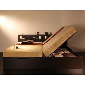 お客様組立 ルナライト ベッド マットレス付き セミダブル 宮付きたっぷり大容量収納付きベッド Lunalight モダンライトガス圧式跳ね上げ収納ベッド 羊毛入りゼルトスプリングマットレス付き 横開き モダンライトガス圧式跳ね上げ収納ベッド セミダブル 家具と雑貨のお