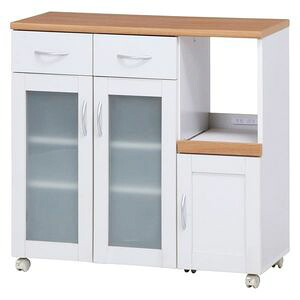 キッチンカウンター サージュ WH&times;NA 90幅(96819) ナチュラル&times;ホワイト （入数：1点）[09]｜kagu＊kagu ～家具と雑貨のお店～
