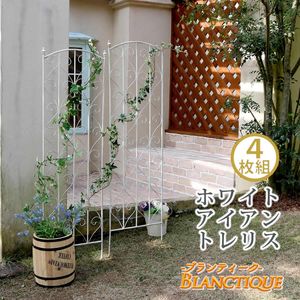 【ポイント増量中！】ブランティーク ホワイトアイアントレリスH147 4枚組【アンティーク モダン スタイリッシュ シンプル アイアンフェンス ファニチャーガーデン インテリア 家具 天然 おしゃれ カフェ 北欧】[22]