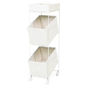 ランドリーラック（ホワイト） RAN-2425WH (約)幅28&times;奥行42&times;高さ103cm RAN-24シリーズ [23]｜kagu＊kagu ～家具と雑貨のお店～