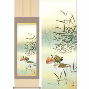 鴛鴦／おしどり　幅54.5×高さ約190cm　浮田秋水／うきたしゅうすい　季節飾り　花鳥画　冬掛け 掛け軸 掛軸 [20]