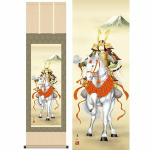 白馬武者／はくばむしゃ　幅44.5×高さ約164cm　榎本東山／えのもととうざん　行事飾り　端午の節句　武者 掛け軸 掛軸 [20]