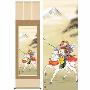 白馬武者／はくばむしゃ　幅44.5×高さ約164cm　長江桂舟／ながえけいしゅう　行事飾り　端午の節句　武者 掛け軸 掛軸 [20]