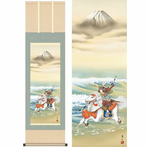 白馬武者／はくばむしゃ　幅44.5×高さ約164cm　榎本東山／えのもととうざん　行事飾り　端午の節句　武者 掛け軸 掛軸 [20]