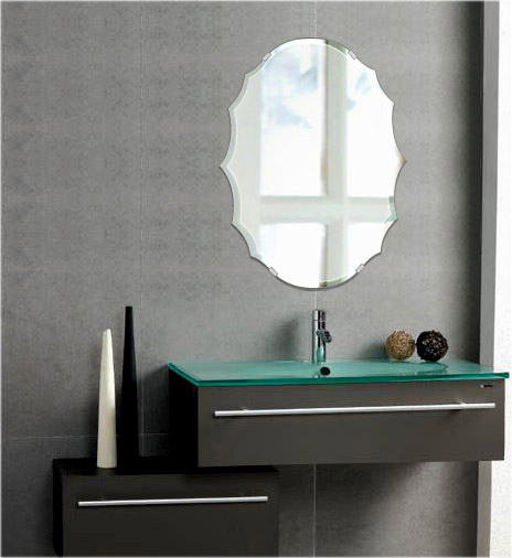 ミラー 浴室鏡 クレスト 洗面鏡 クリスタル 防湿 クレスト 洗面 400x533mm ミラー 浴室 鏡 クリスタルカット 壁掛け ミラー 日本製 5mm厚 取付金具と説明書 壁掛け鏡 ウオールミラー 防湿鏡 姿見 全身 おしゃれ 軽量 波頭形 鳥冠形 洗面台 防湿 お風呂 鏡 ミラー 洗面