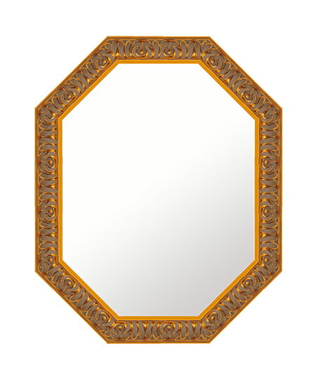相図の十分八角容態 銀鏡 装飾物 銀鏡 3x485 国産 5mm厚 壁掛け鏡 壁掛けミラー ウォールミラー 姿見 鏡 体制 吊り下げ レトロ アンティーク 格好良い 金銀嵩 フレイム 額縁 八角 八角形 オクタゴン ゴールド 金 金色 Cleo Mx