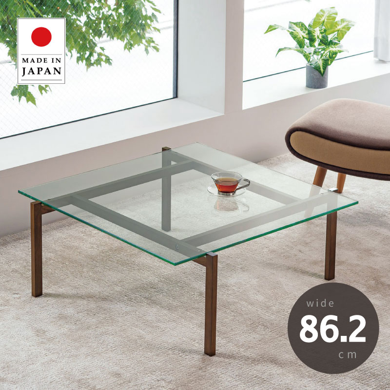 オフィステーブル 幅86.2cm 天然木 ティーテーブル センター テーブル 木製 会議テーブル 会議机 応接 接客 会社 会議室 事務所 ホテル 正方形 角型 茶色 ブラウン リビング 居間 応接 おしゃれ 北欧 モダン 引越し 新生活 お祝い 母の日 送料無料