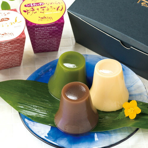 17-2 越前福井 プレミアムスイーツ 水ようかん 【冷蔵】【送料込】 プレーン・抹茶・焼き芋（各2個） 計6個入 贈答 ようかん スイーツ 福井県 おいしい 特産品 土産 贈り物