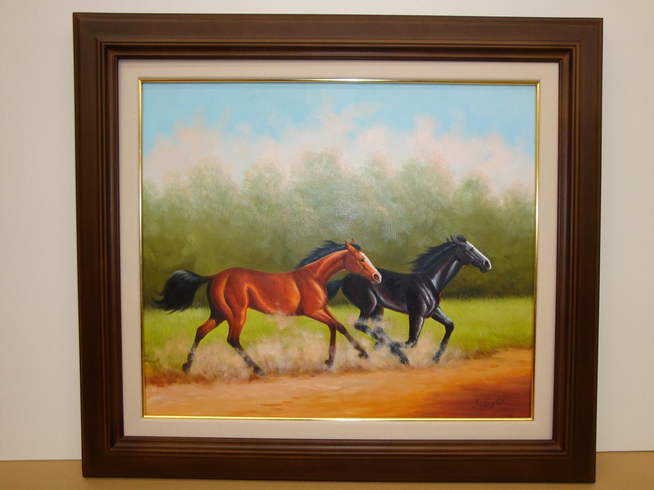 【楽天市場】絵画 油絵 油絵額 馬の絵 F10：フレームインテリアオカモト