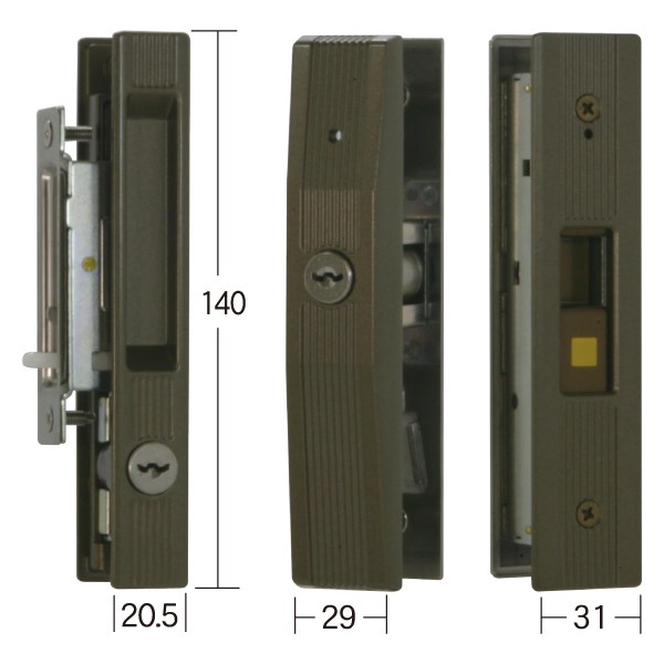 楽天市場】三協アルミ 引戸錠 WD3088 WD3091 扉厚30mm ブロンズ色 キー