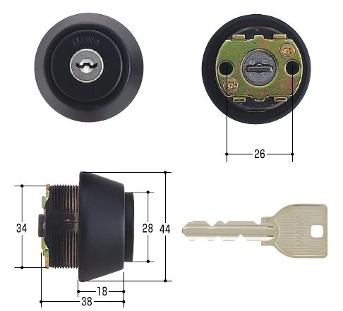 MIWA U9 TE18 CY BK 円柱 美和ロック カギ