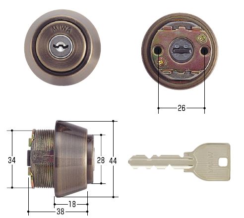 MIWA U9 TE18 CY SA 円柱 美和ロック カギ