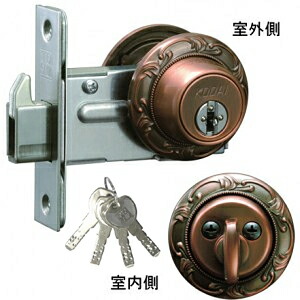 長沢 古代 (NFシリンダー) 本締錠 (NK-K-60) BS60mm 扉厚30～40 GB キー4本付 鍵 シリンダー 交換 (22005GB)